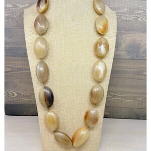 Gerda Lynggaard Monies Denmark Oval Horn Bead Adjustable Necklace